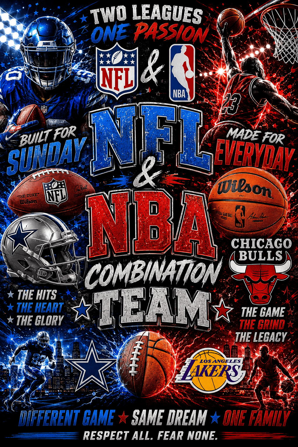 🏈🏀 Combination Team Shirts🔥 - ShopWithLexLLC