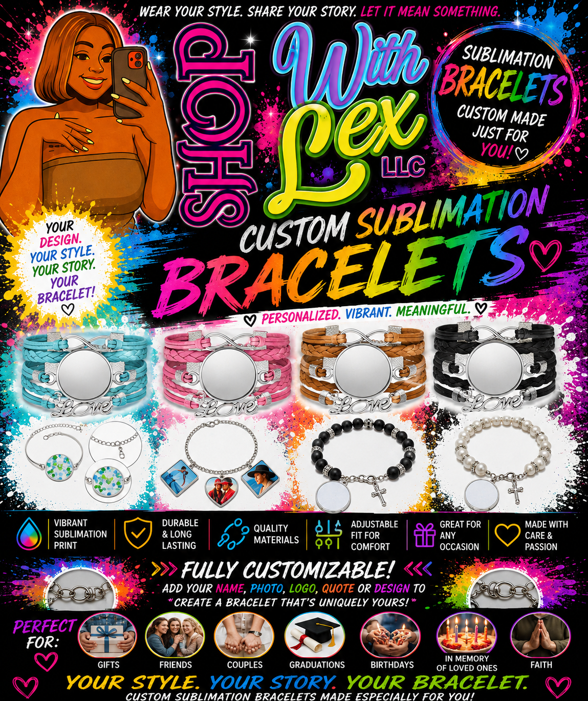 💕 Custom Sublimation Bracelets