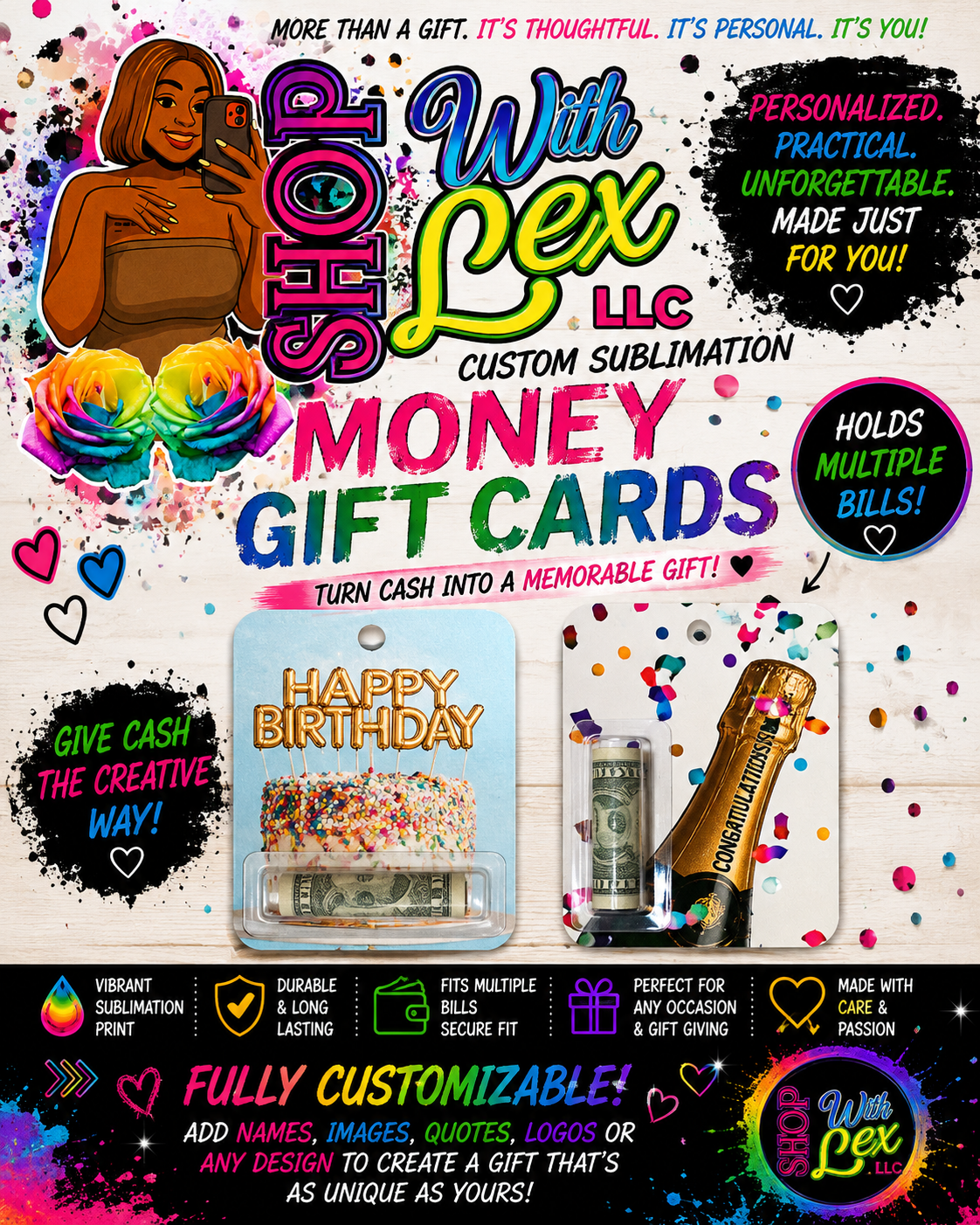 💵 Custom Sublimation Money Gift Cards