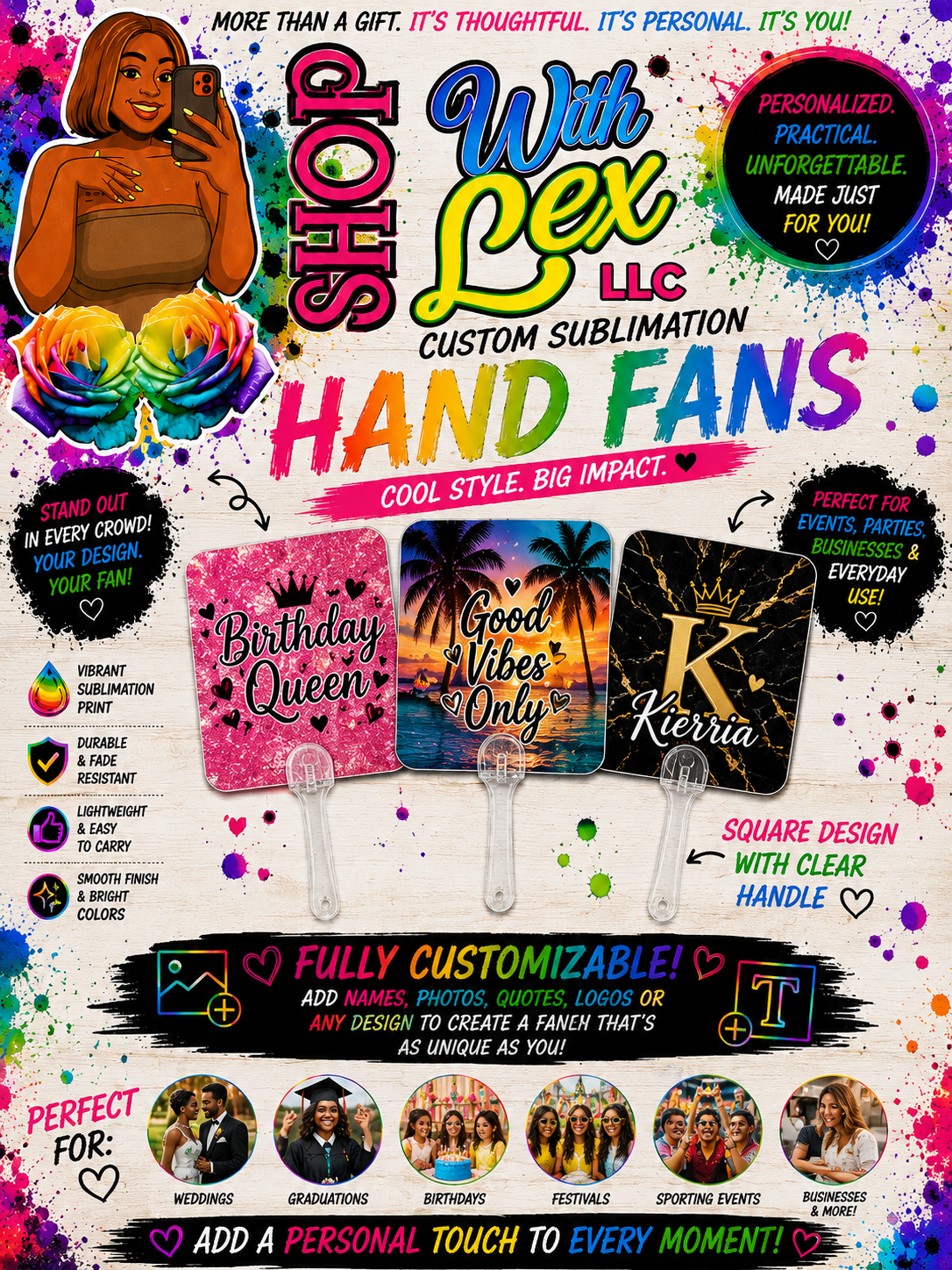 🪭 Custom Sublimation Hand Fans