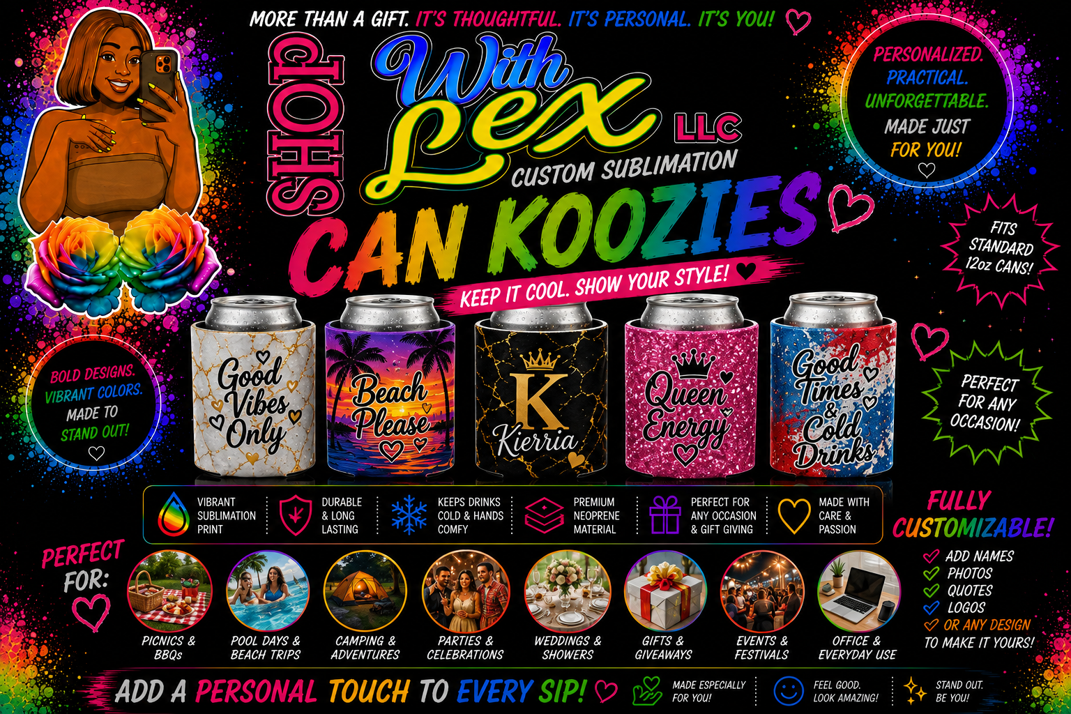 🥤 Custom Sublimation Can Koozies