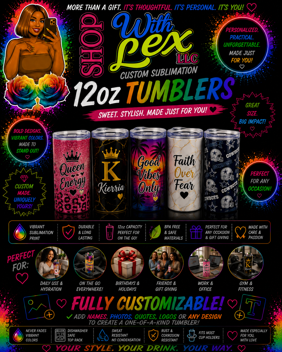 🥤 Custom 12oz Sublimation Tumblers